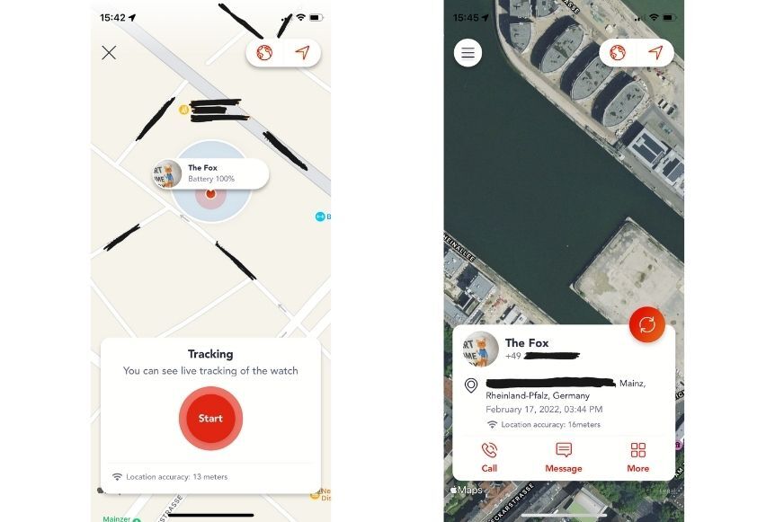 Man sieht die Ortungsfunktion in der XPLORA App. 
